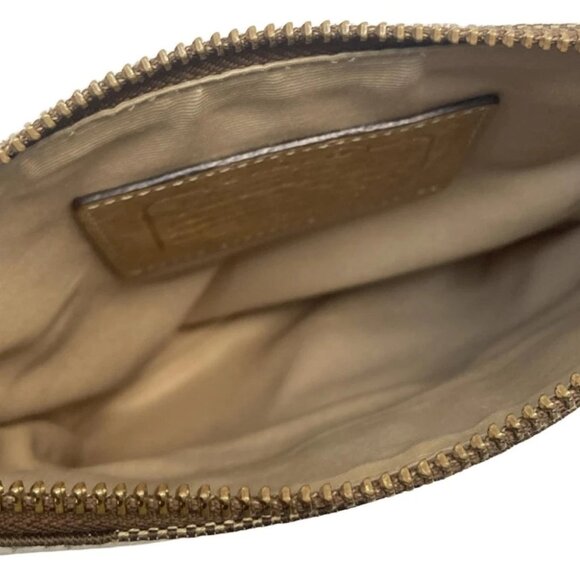 COACH Signature Stripe Solid Swing Pack 41207 Khaki Cream Jacquard Leather - Picture 6 of 9